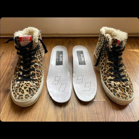 GOLDEN GOOSE SHOPBOP LEOPARD SHERPA SLIDE SNEAKERS EUC SIZE 39 - Picture 4 of 12